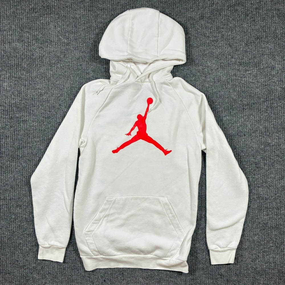 Jordan Womens Hoodie‎ Size S White Jumpman Logo Athletic Pullover Fleece